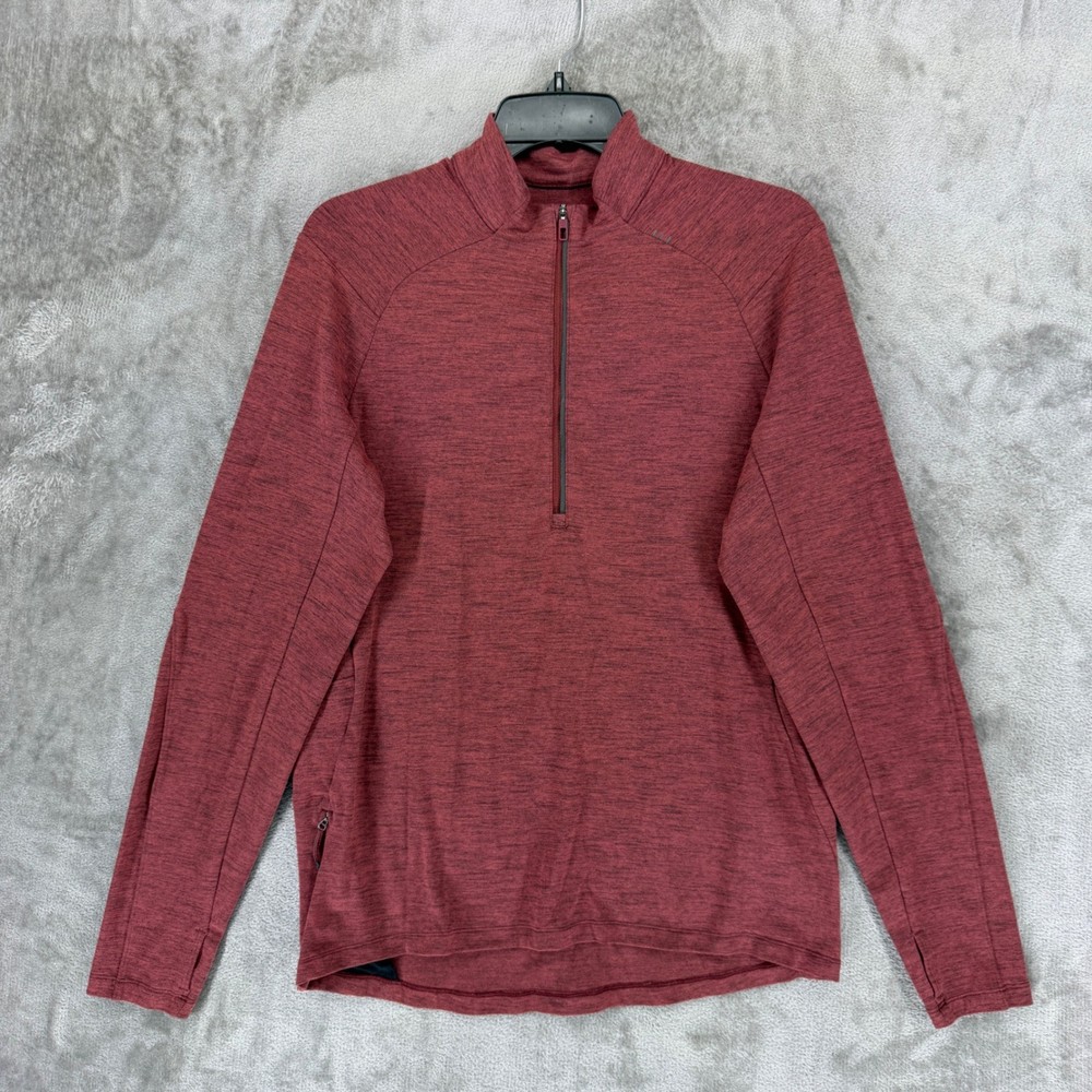 Lululemon Surge Warm Half Zip Mens Medium Heathered Dark Red Running Pullover