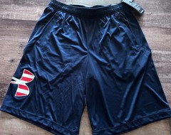 NWT Mens Under Armour M Navy Blue/Red/White FREEDOM Flag Logo Shorts Medium