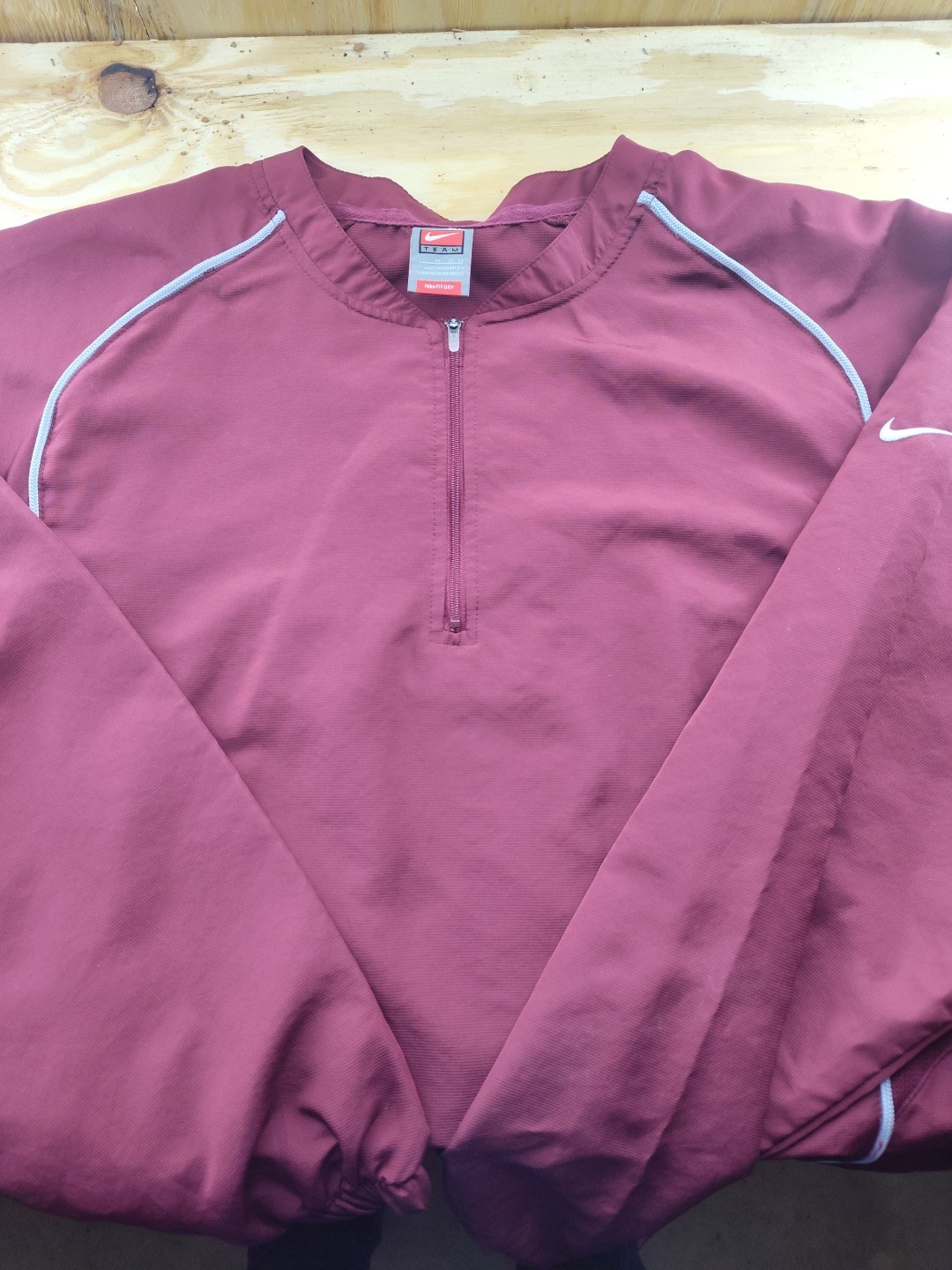 Men’s Nike Running Fit Dry Long Sleeve 1/4 Zip Pullover Shirt Maroon GraySize XL gallery