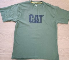 CAT Crew Neck Short Sleeve Workwear T-Shirt W/Logo Sz Large Olive Green