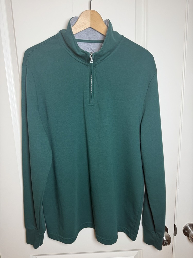 St. John's Bay Heathered Emerald Green Quarter-Zip Pullover Men’s Sz L Gorpcore