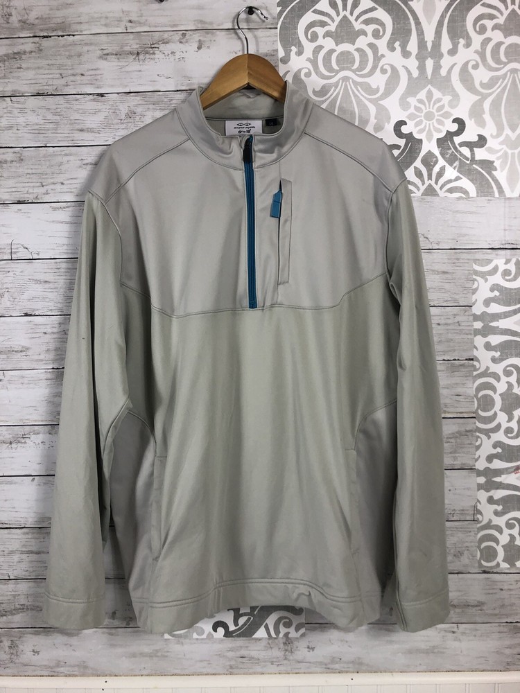 Snake Eyes Dry-18 Mens 1/4 Zip Gray Pullover Gray Pocketed Large Golf