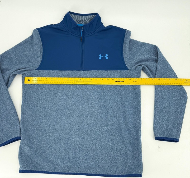 Under Armour Sweater Mens Medium Blue ColdGear Quarter Zip Pullover Fleece gallery