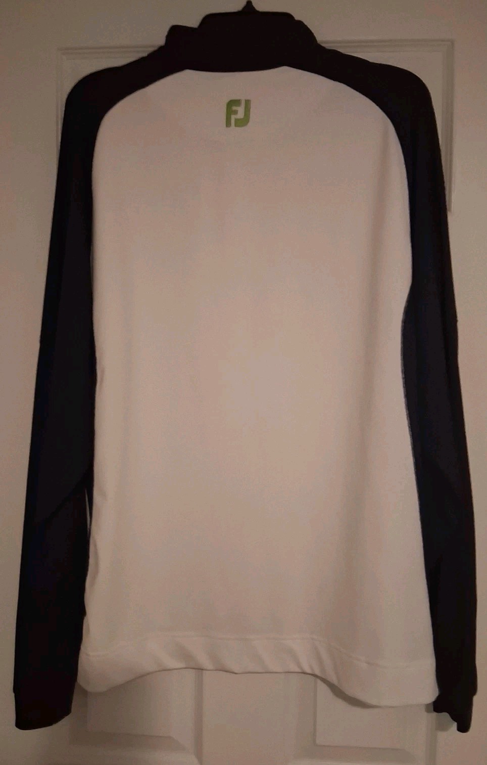 Foot Joy Mens Pullover Size Large White Navy Blue Long Sleeves Green Outline gallery