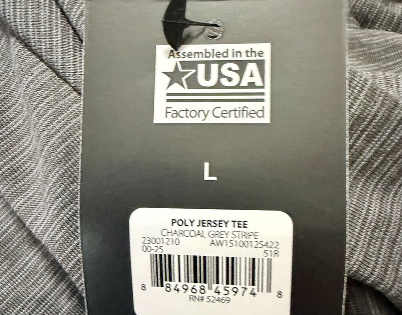 Men's Size Large Athletic Works Poly Jersey Tee Charcoal Grey Stripe NWT USA gallery