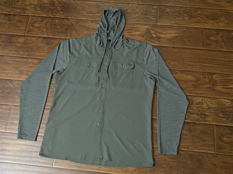 Anetik Vint UV Technology Mens Olive Green Snap Hoodie Shirt Lightweight 2XL gallery