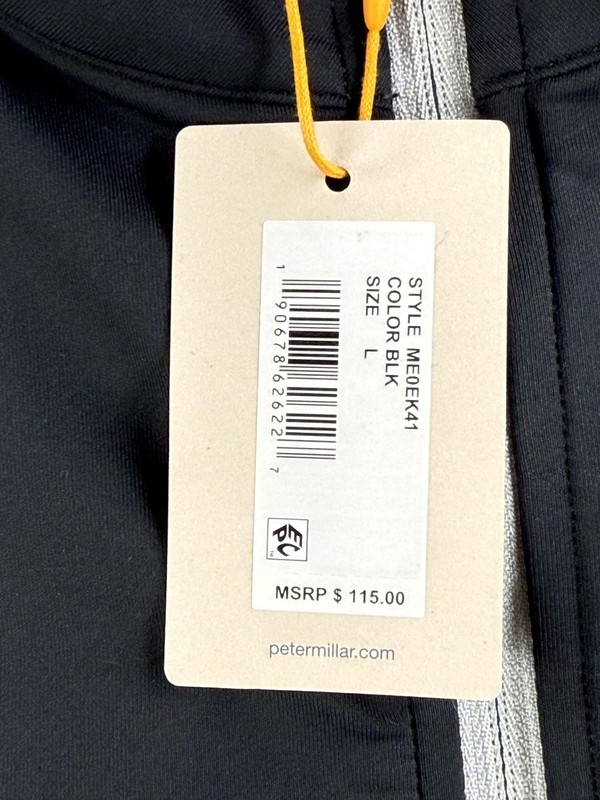 Peter Millar Pullover Vest Men Large Black Crown Sport 1/4 Zip Golf Stretch POI gallery