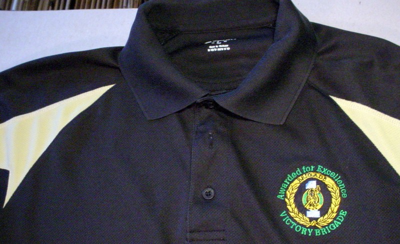US Army Awarded for Excellence Victory Brigade Tonix Military Golf Shirt Size L gallery