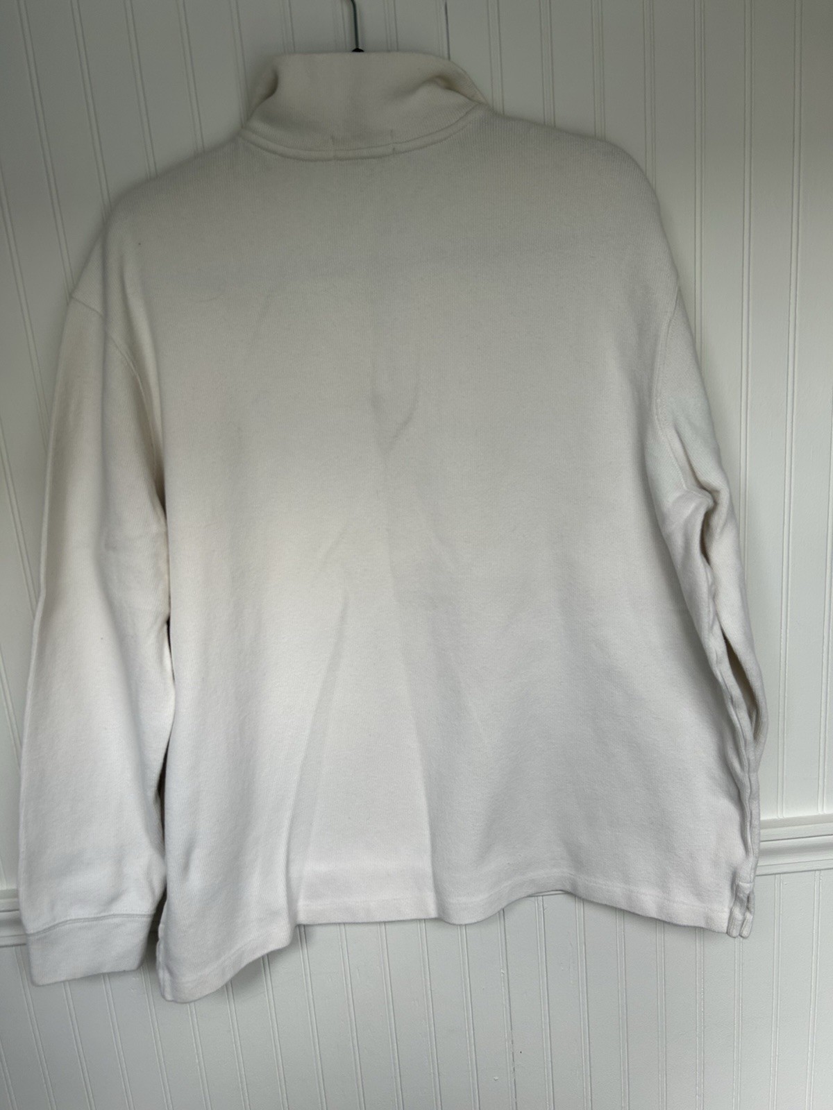 Polo Ralph Lauren Pullover Mens XL Cream White 1/4 Zip Sweatshirt Preppy VTG gallery
