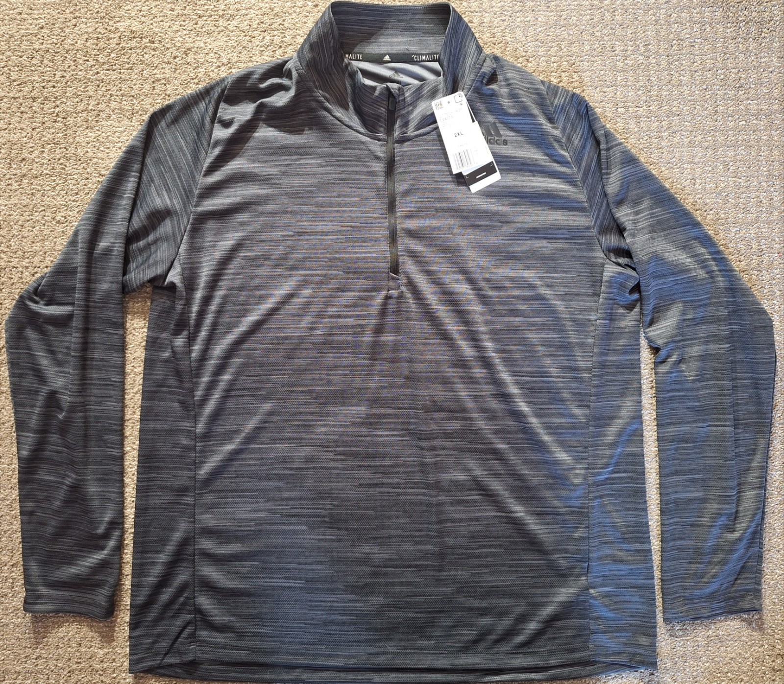 Adidas Climalite Mens Ult Tech 1/4 Zip Golf Top Pullover Swt Shirt Carbon Sz 2XL gallery