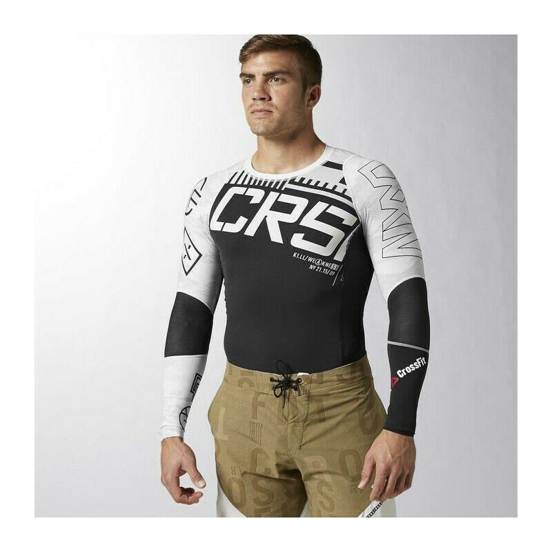 [B87912] Mens Reebok Crossfit Midweight Long Sleeve Compression - Black/White gallery