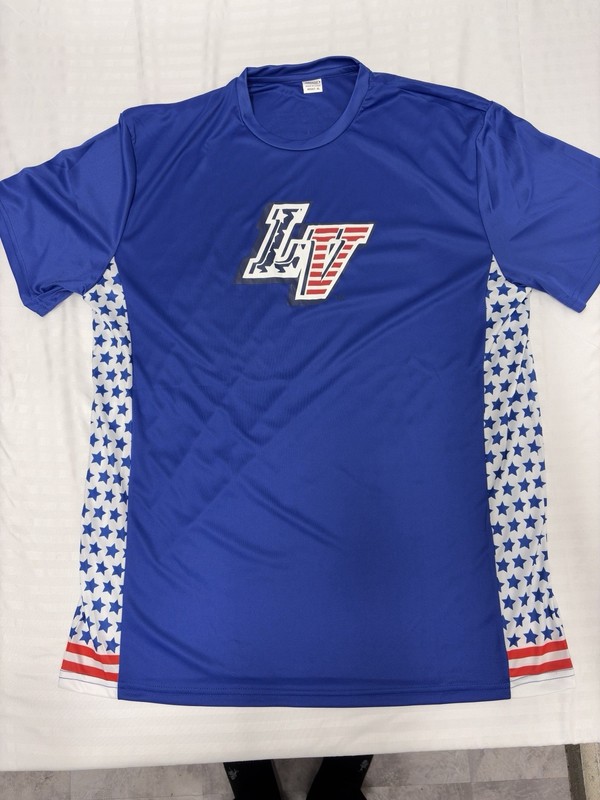 Success USA Jersey 2nd Amendment Guns LV Stars American Flag Size XL Blue gallery