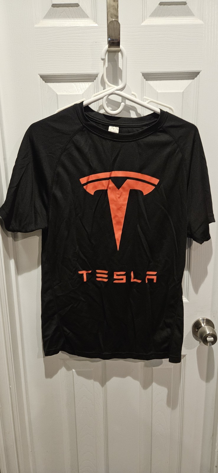 Tesla Men's Small Black Red Short Sleeve Crew Neck Activewear T-Shirt Polyester gallery
