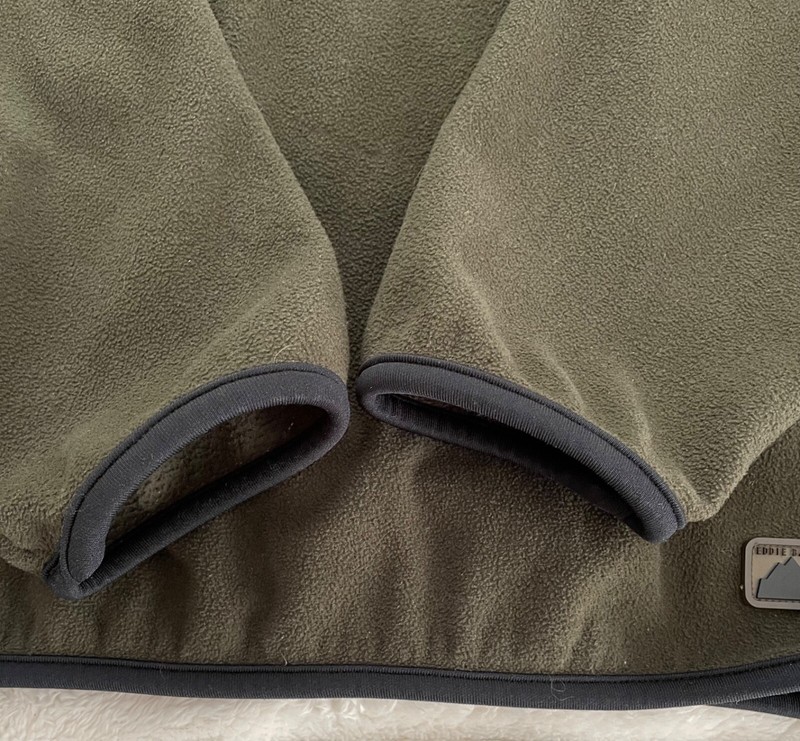 Eddie Bauer Long-Sleeve Crewneck Fleece Shirt. Olive Green w Black Trim. Mens S gallery