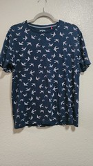 Denim & Flower Mens Crewneck Pullover Shirt Flying Birds T Shirt Tee