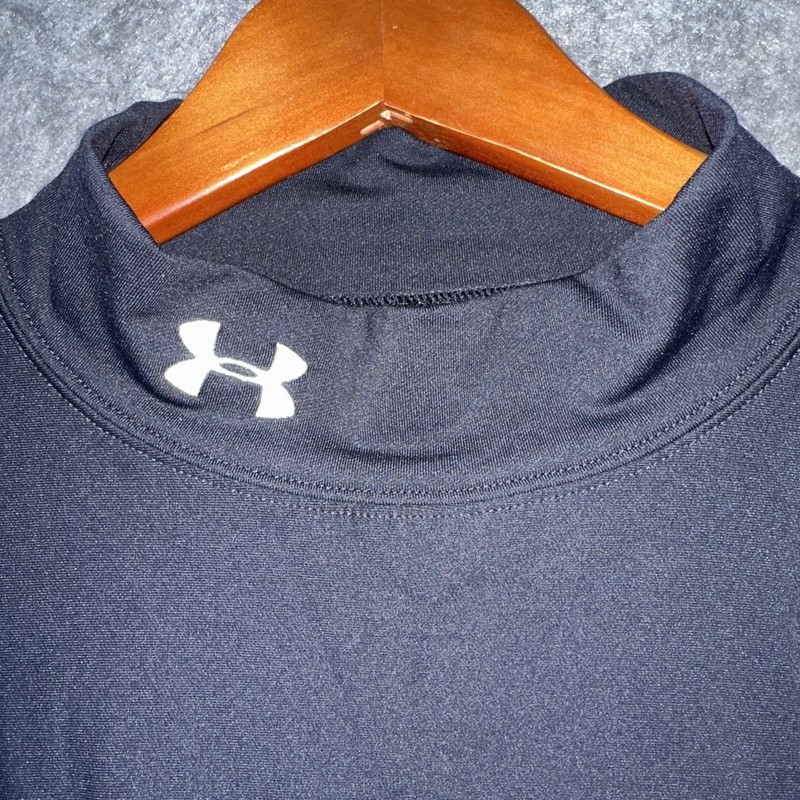 Under armour Shirt Mens XL Black Nylon Compression Shirt Mock Neck Fleece Lined gallery
