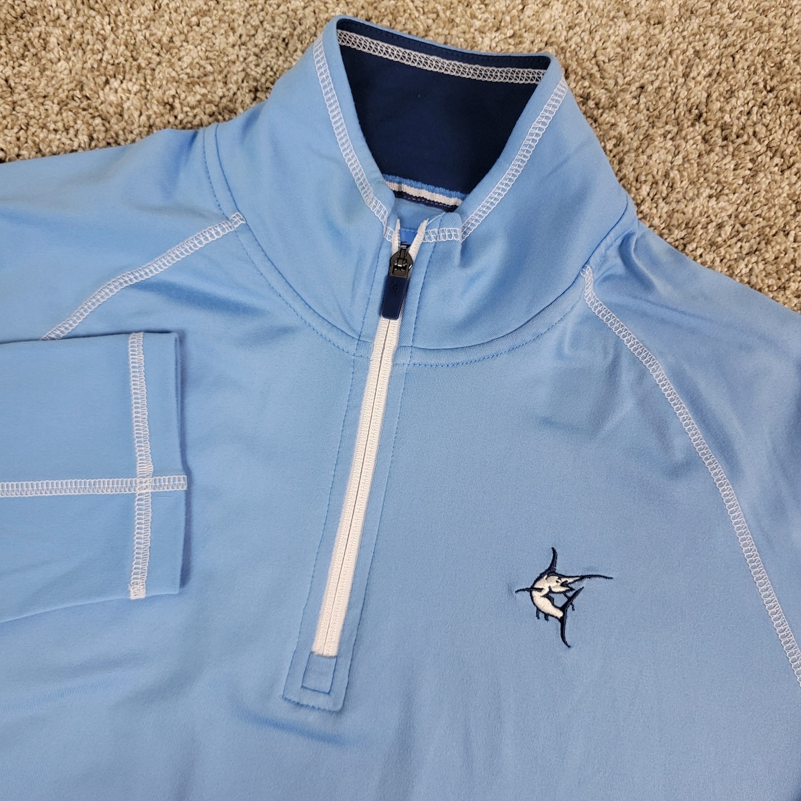 White Water Mens Medium Solid Blue Performance Stretch Quarter Zip gallery