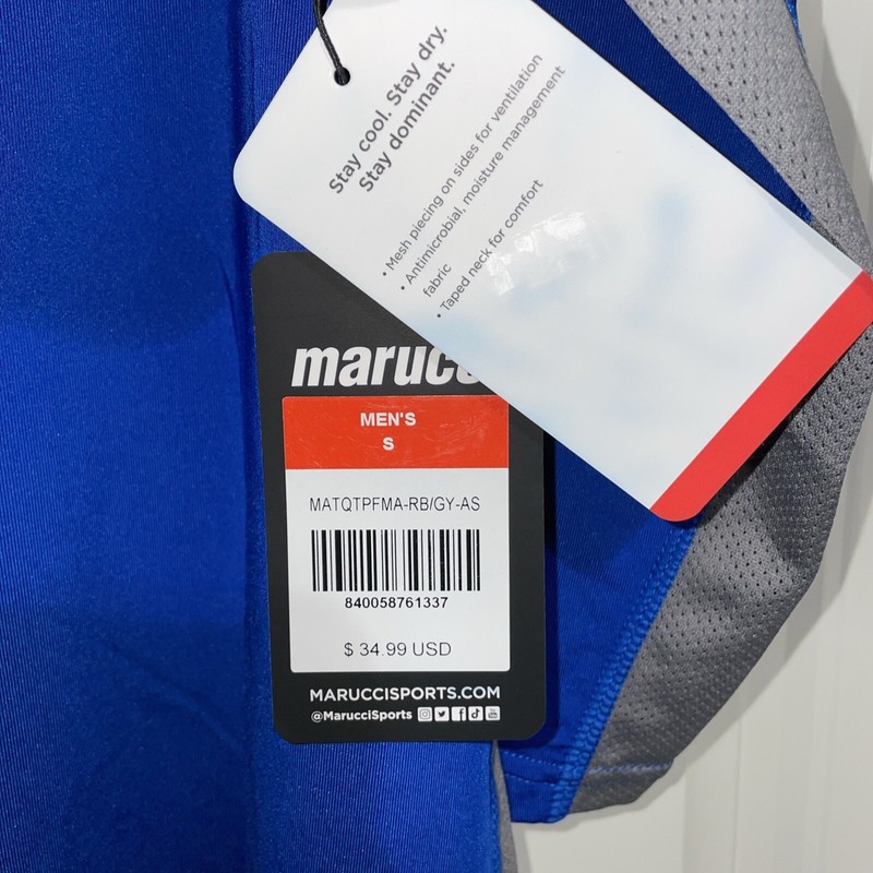 Marucci 3/4 Sleeve Performance Base Layer Shirt Men's Size Small Royal Blue gallery
