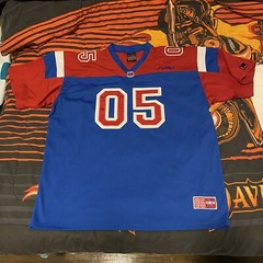 Vintage 3XL FUBU 05 Football Jersey Blue Red NYC New York Giants 90s Hiphop Rap