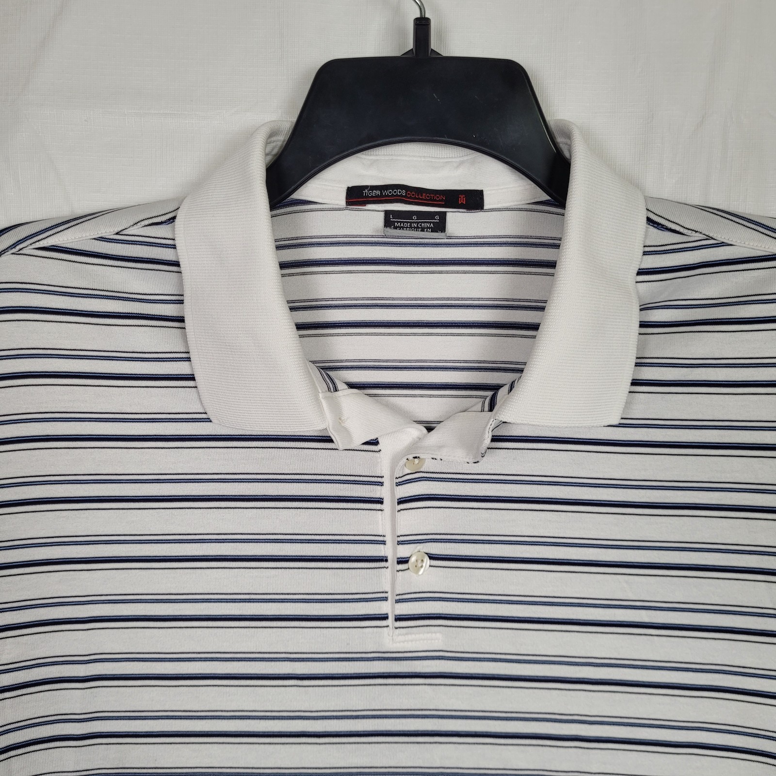 Nike Golf Tiger Woods Collection Striped Polo White and Blue Mens Large gallery