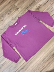 Purple Converse 3 Three Star Pullover Longsleeve Shirt vintage One Size Osfa