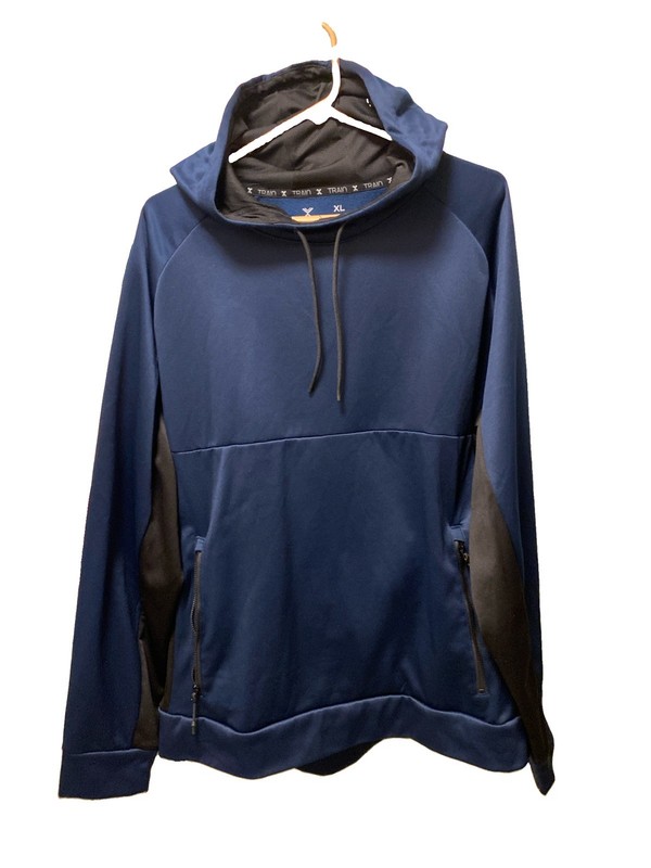 Train Xersion Hooded Athletic Shirt With Zip Pockets XL Mens Blue &Black gallery