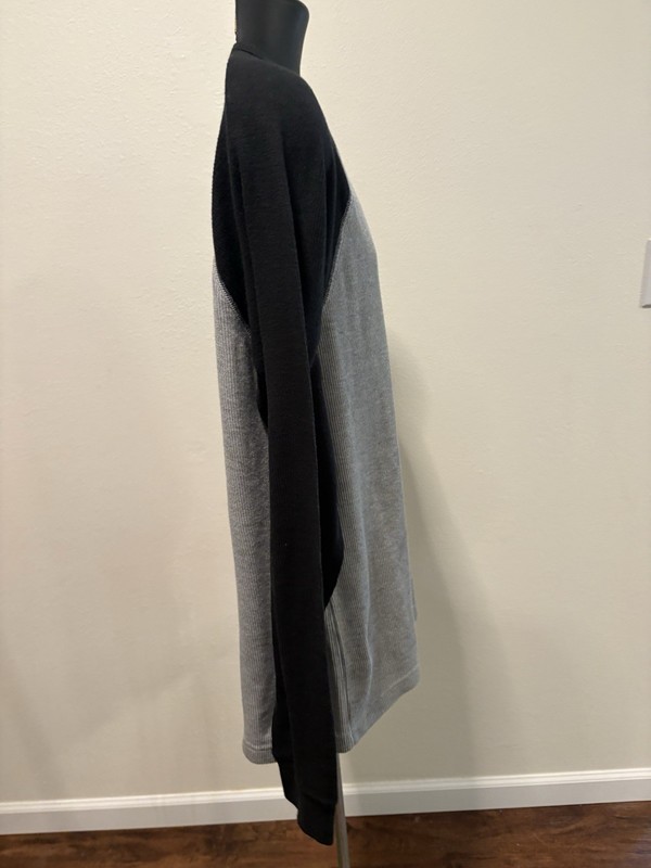 Sonoma Pull Over Two Tone Waffle Weave Mens XL Long Sleeve Black Gray Crewneck gallery