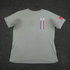 Under Armour Freedom Shirt Mens 2XL Gray Red Blue American Flag Patriotic Tee