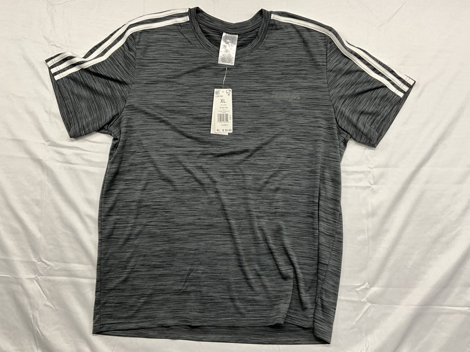 Adidas Mens XL Training T Shirt 3s SS TEE Gray Black White Athletic Shirt NWT gallery