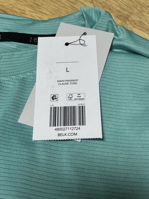 Zelos Mens Large Short Sleeve Shirt- Moisture Wicking/ Quick Dry- New gallery