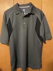 PGA TOUR GOLF ATHLETIC PERFORMANCE AIRFLUX GRAY & BLACK SIDES POLO MEN SMALL
