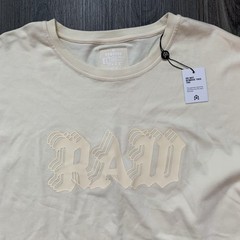 RawGear Long Sleeve Shirt Tshirt Yellow Cream Puff Chest Logo Large Workout