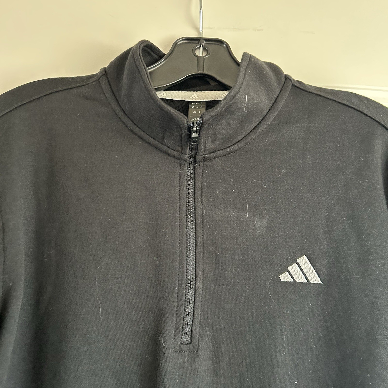 Adidas Go To 1/4 Zip Mens Pullover Shirt Men Medium Black Golf Long Sleeve $70 gallery