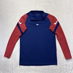 Nike Strike 21 Drill Top Mens M Blue Red Quarter Zip Soccer Training Slim Fit