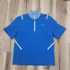 Puma Storm Cell 1/4 Zip Soft Shell Shirt Jacket Men Large Blue Short Sleeve Golf