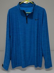 Nike Dri-Fit 1/4 Zip Pullover Blue/Black Logo On Front Left Chest Size: Large