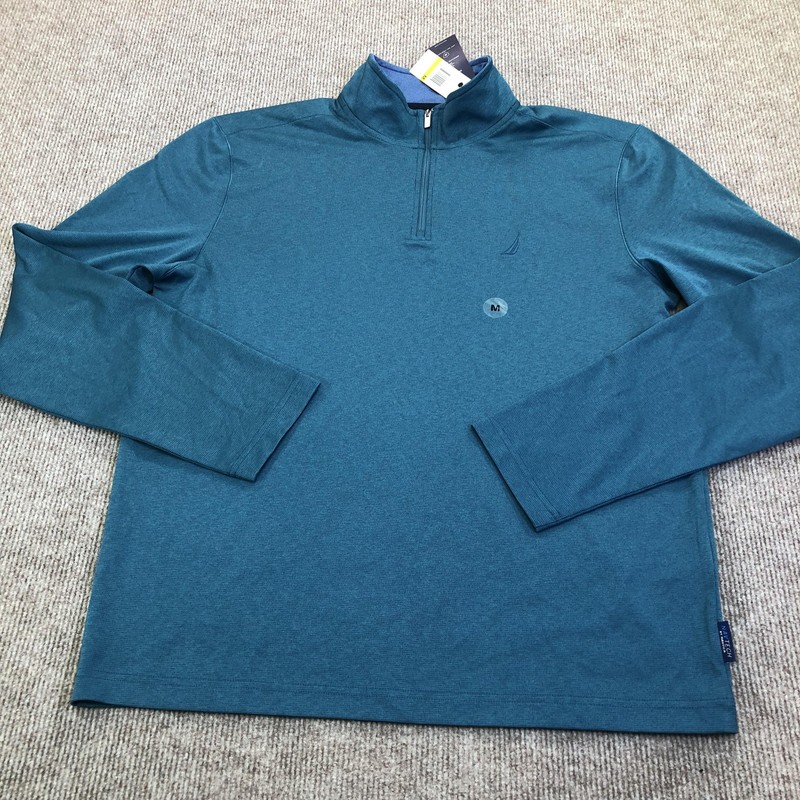 Nautica Pullover Mens Medium Blue NAVTECH Long Sleeve 1/4 Zip Performance Top gallery