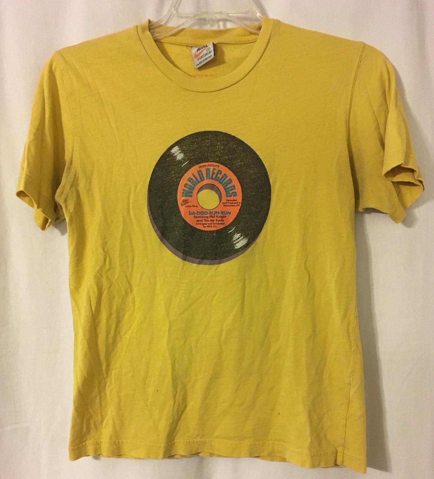 Nike Yellow Limited Issue Orange Tag DESTROYED Phil Knight Record T-Shirt Small gallery