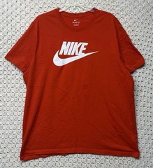 Nike T-Shirt Mens Sz 2XL Red White Graphic Short Sleeve Big Swoosh Crew Neck