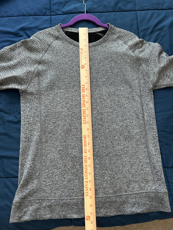 Lululemon Engineered Warmth Long Sleeve Crew Medium Gray Black Merino Wool gallery