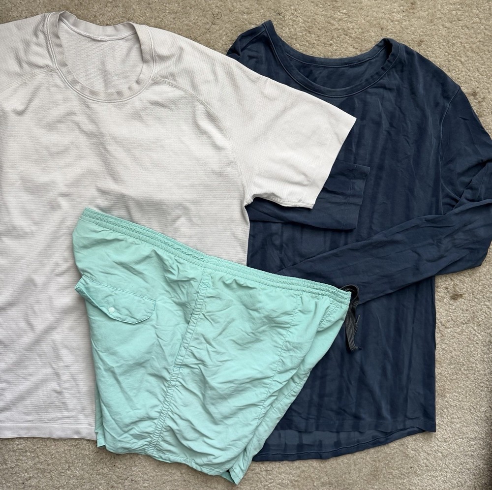 3 Lot Lululemon Mens M Time To Get Dirty T Shirt Tie Dye Tee Pataonia Shorts
