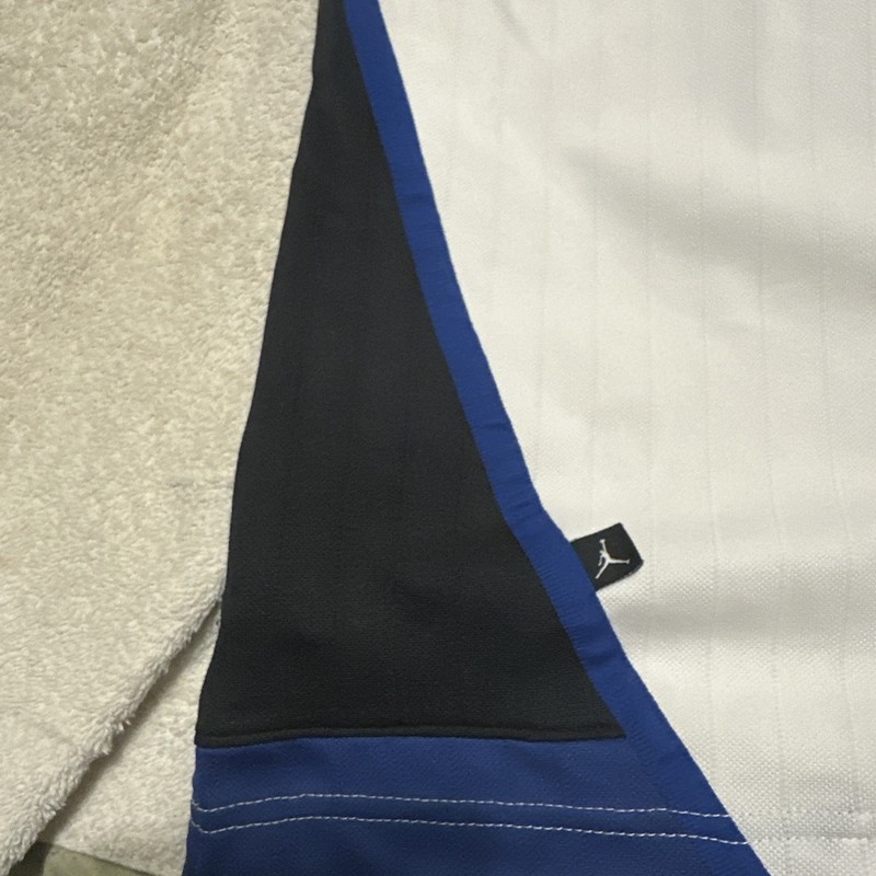 Nike Retro Air Jordan Mens Basketball Warm-up Jersey Wht/Blu/Blk Pinstripe Sz XL gallery