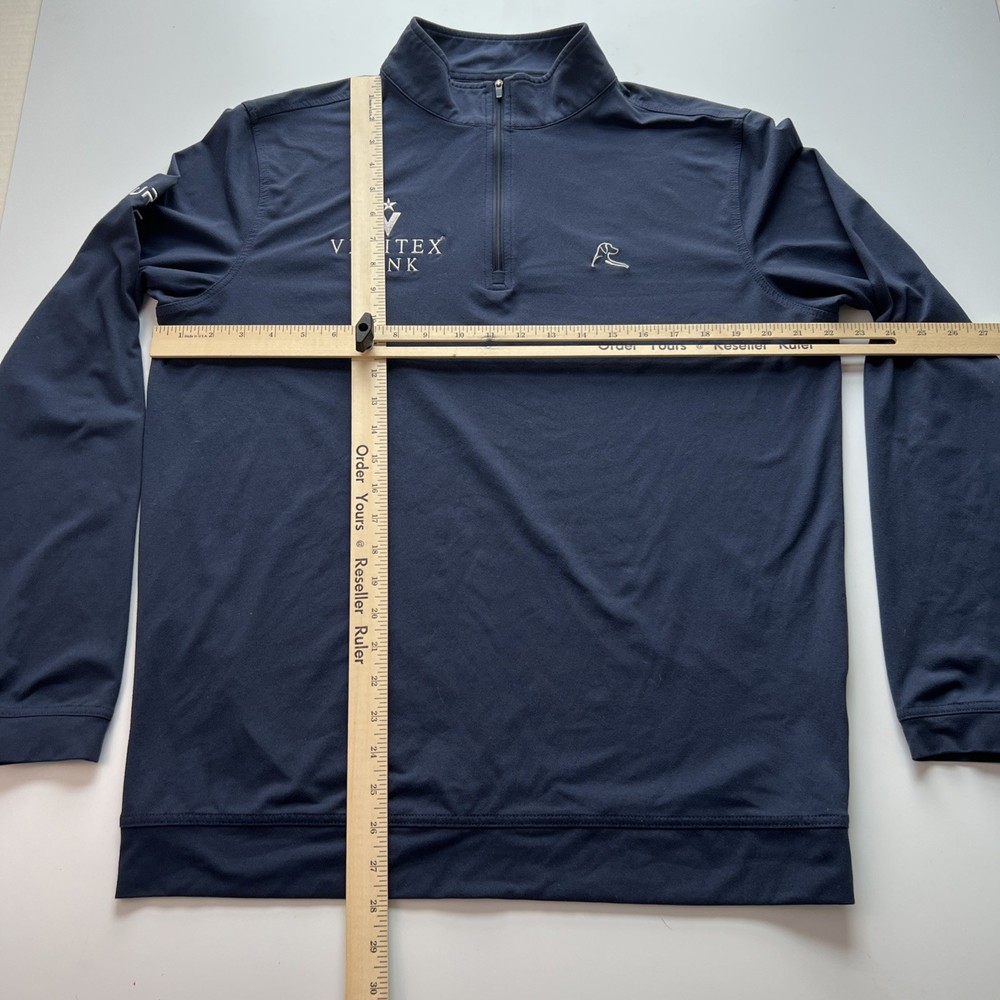 Rhoback 1/4 Zip Pullover Men's Medium Navy Performance Stretch w/ Sponsor Logos