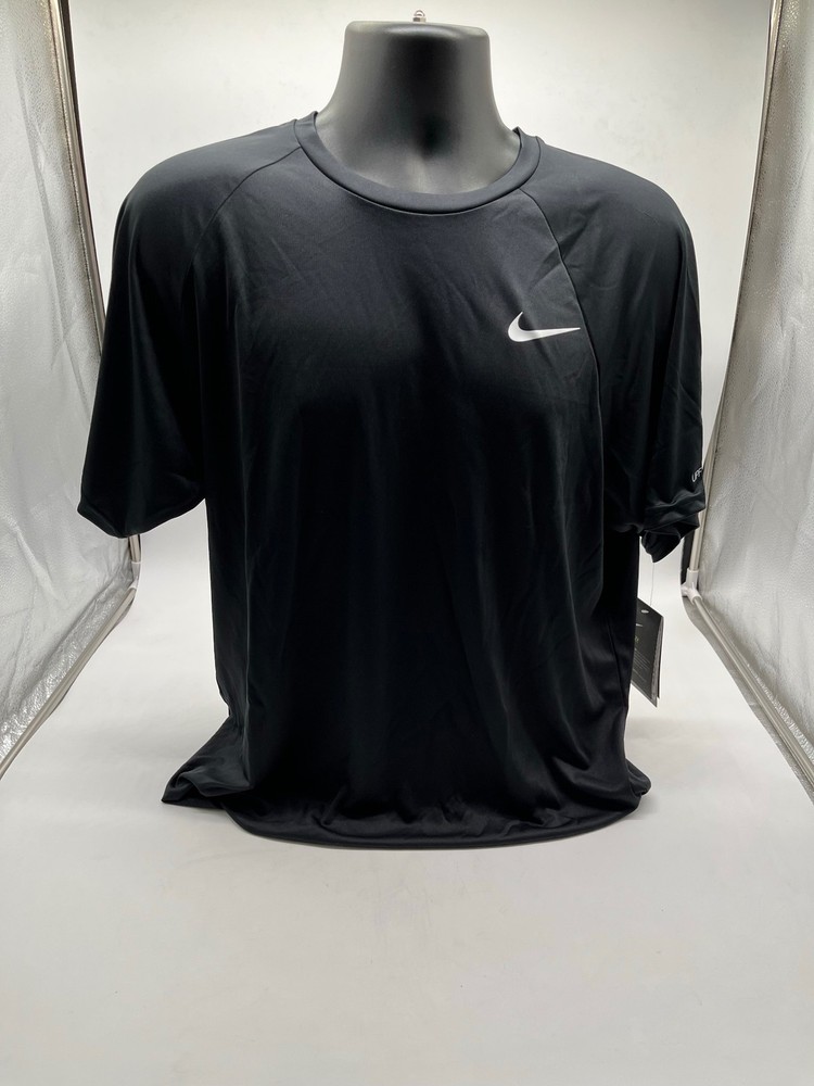 Nike Dri-FIT Swim Rash Guard Mens XL Black Short Sleeve Athletic