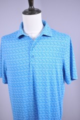 1764 Performance Golf Polo Shirt Blue Bicycle Print Men’s Medium M