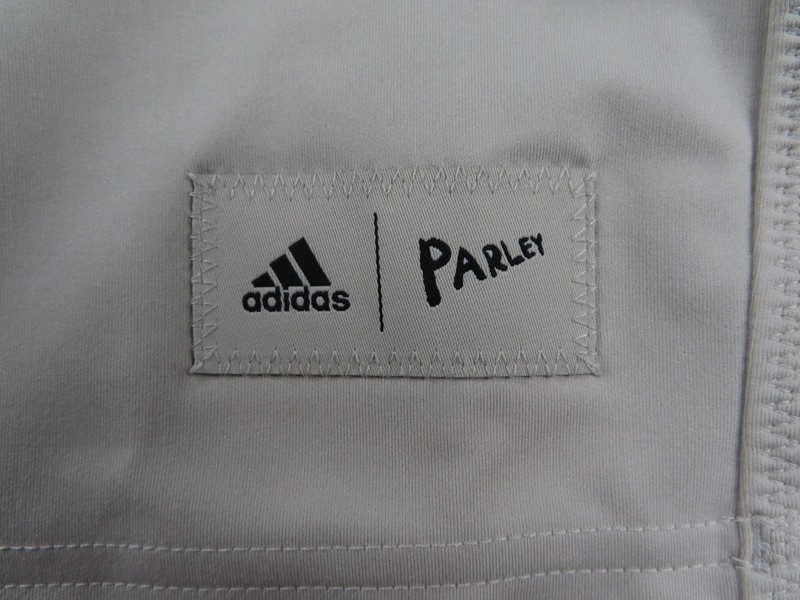Adidas Shirt Men Medium Beige Parley 3 Stripe Official Running Training Tennis gallery