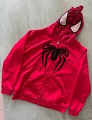 Unisex RED Spiderman Hoodie! Full Zip Spider Sweatshirt Hooded Med Size Jacket