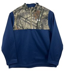 Under Armour Cold Gear Mossy Oak Hunting Camo 1/4 Zip Pullover Mens 2XL 1259217