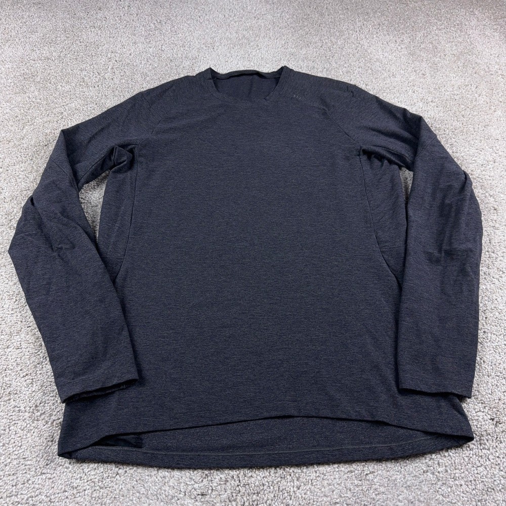 Lululemon Shirt Mens Large Gray Surge Warm Running Gym Performance Crew Neck