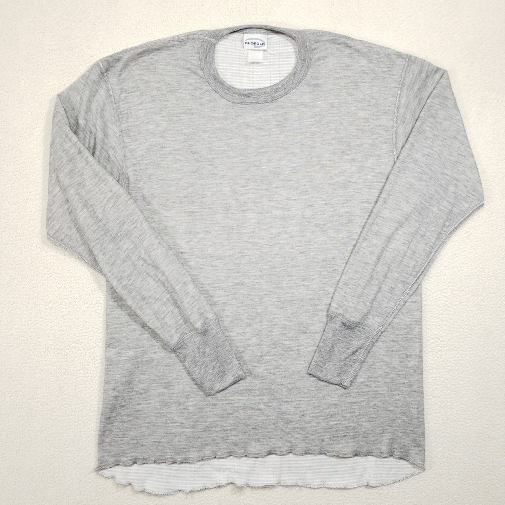 Duofold Thermal Shirt Men Large Gray Long Sleeve Crew Neck Base Layer USA Made